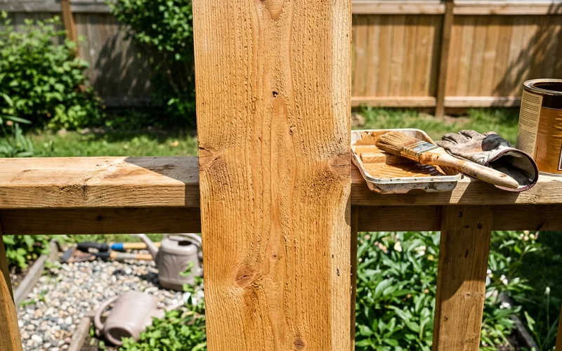Cedar grain showing through a fresh semi-transparent stain in Round Rock