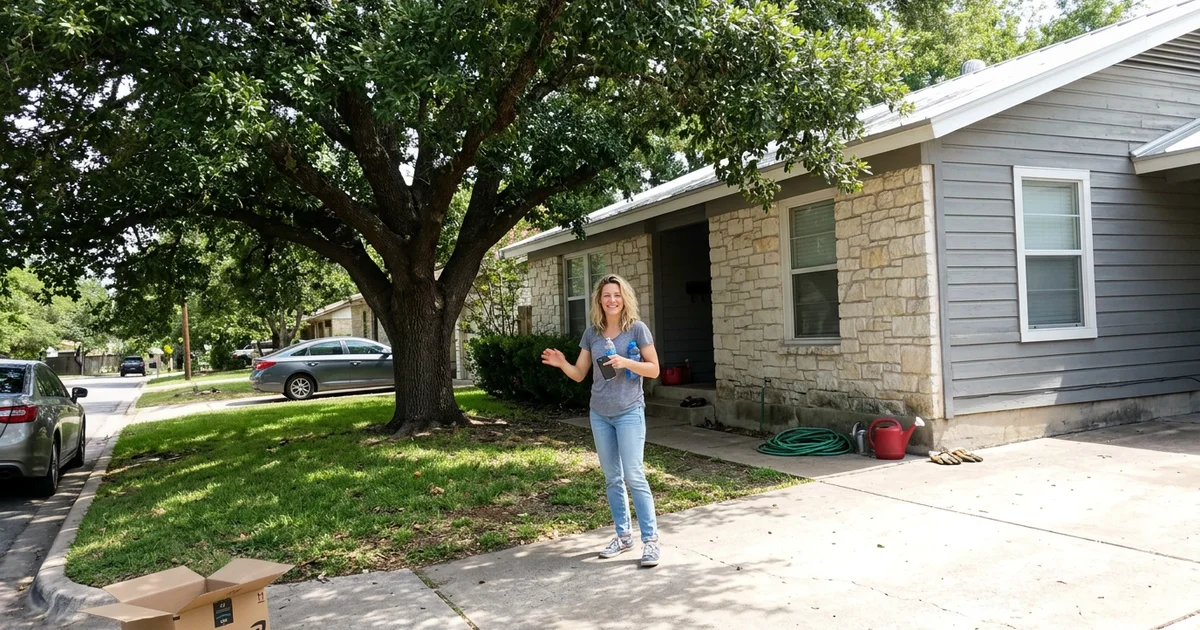 Round Rock home with a natural limestone front and freshly painted trim and siding